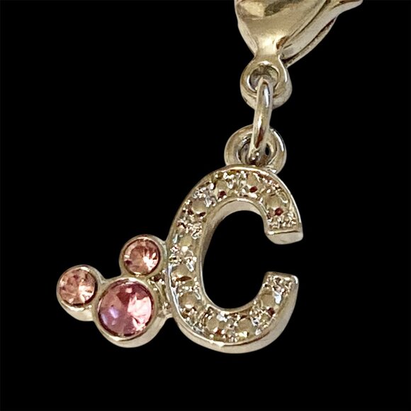 Vintage Disney Pink Crystal Mickey Mouse Ears Charm Clip On Initial Letter C - Picture 3 of 10